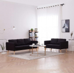 Chusui 2-Piece Sofa Bed Set with Sleep Function, Sofas and Couches, Relaxing Sofa, Black Fabric