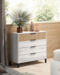 Kapp valge 4 sahtliga - sahtlikapp Sideboard elutuppa, m&otilde;&otilde;dud 80 x 79.3 x 40 cm, teravilja efektiga pind