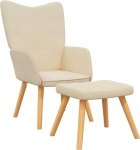 vidaXL lamamistool koos tugitooliga, TV tool, polsterdatud tool, s&ouml;&ouml;gitoa tool, elutoa tool, l&otilde;&otilde;gastav tool, 62 x 68,5 x 96 cm, kreemikas kangas.