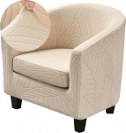 Highdi kaheosaline komplekt Stretch Jacquard Chesterfield Cocktail Chair Cover Lihtne eemaldatav libisemiskindel istmekate sobib baari, elutoa, magamistoa, klubi jaoks (beež)