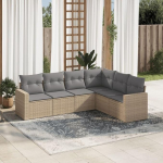 Garten Sofa Set 6-TLG. aus PE Rattan mit Stauraum und wasserabweisendem Beutel als Gartenm&ouml;bel Set in Schwarz