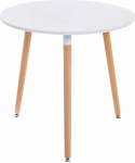 CLP Ansgar Retro Design k&ouml;&ouml;gilaud 3 puidust jalaga, &uuml;mmargune, l&auml;bim&otilde;&otilde;t 80 cm, laua k&otilde;rgus 75 cm, v&auml;rv: valge, raami v&auml;rv: naturaalne