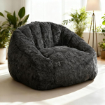Giant Plush Bean Bag t&auml;iskasvanutele koos k&auml;etugedega, Bean Bag Diivan t&auml;itmine m&auml;luvahuga, Faux Fur mugav Bean Bag tool, libisemisvastane aktsenttool, m&auml;ngimine ja lugemine, must
