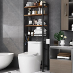 Kalrin WC riiul, 4-tasandiline reguleeritav multifunktsionaalne riiul vannitoa jaoks, &uuml;le WC riiuli koos hoiukorvidega, ruumi s&auml;&auml;stev WC riiul, lihtne kokku panna (Vintage Brown)