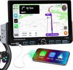 1 DIN Autoradio mit Apple CarPlay & Android Auto, 7 Zoll HD IPS puuteekraan, Bluetooth 5.2, USB/Type-C, Lenkradsteuerung f&uuml;r Standard