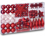 Wintem Red Christmas Decorations Set, 102 t&uuml;kki, purunemiskindel j&otilde;ulupuu ja maja kaunistused koos kuulid, t&auml;hed ja s&uuml;damed, lihtne riputada ja salvestada, t&auml;iuslik koordineeritud ja ohutu