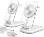 Mag-Safe traadita laadimisseade, 3-in-1 15W traadita laadimisseade, induktiivne laadimisjaam iWatch iPhone 17e/17/16/15/14/13/12 seeria, AirPods 3/2/Pro, h&otilde;bedane, 2 tk, pakend 2 kaupa