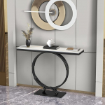 Schmaler schwarzer Konsolentisch f&uuml;r Eingangsbereich, Flur und Wohnzimmer, stilvoller Sofatisch, vielseitige Konsole f&uuml;r Heimdekoration, 80 cm, platzsparendes Design