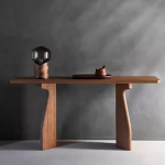 Mid-Century Modern Console Table for Entryway, kitsas tahke puidust diivanilaud k&uuml;ljelaua, ristk&uuml;likukujuline aktsent konsool laud sissep&auml;&auml;suala jaoks.