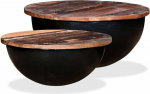 2-TLG. Couchtisch-Set im Antik-Stil mit skurriler Schalenform aus recyceltem Altholz - Exotische Unikate in skurriler Schalenform gefertigt durch Reine Handwerkskunst.