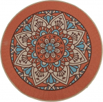 AMDXD komplekt 2 Elegantne &uuml;mmargune kohtamatt, kummist ja pol&uuml;estrist kohtamatt, pestav, naturaalne &uuml;mmargune mandala mustriga, kuumakindel, punane kohtamatt koju, restorani, s&ouml;&ouml;gilauale, 38 cm.