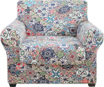 Apkyo hyha tr&uuml;kitud diivanitooli kate - lillemustriga diivanikate koos eraldi padjakattega, 2-osaline veniv tugitool Slipcover pestav m&ouml;&ouml;bli kaitsekate (tugitool, Patchwork Moroccan)