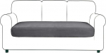 Stretch diivanil istmepadja kate, sametist istmepadja kaitsja, elastne diivanil istmepadja kate, pehme diivanil istmepadja kate, eemaldatav, pestav toolidele, diivanitele, hall, 3 istekohaga