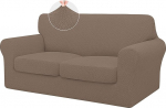 ISSUNTEX diivanikate 2 eraldi padja jaoks, k&otilde;rge veniv paks Jacquard kangas m&ouml;&ouml;bli kaitsja koertele (Loveseat, Camel)