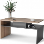 Meble Pitus kohvilaud hoiuruumiga ST-4 (Trebia) Wotan Oak/Black - kaasaegne elutoa laud 90 x 50 x 45 cm t&ouml;&ouml;stuslikus stiilis - Tammepuust kohvilaud hoiuruumiga, vastupidav diivanilaud, lihtne puhastada