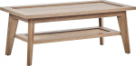 Beliani Simla kohvilaud heledast puidust riiuliga Rattan ristk&uuml;likukujuline 100 x 50 cm