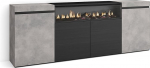 Skraut Home Sideboard, Highboard, kapp, Comode kapp, 200 x 75 x 35 cm, 4 ust, elektriline kamin, m&otilde;&otilde;tmed, kaasaegne stiil, tsementist