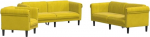 vidaXL 3-osaline diivanikomplekt, tugitool, diivan diivan elutuppa, Lounge diivan, polsterdatud diivan tugijalgadega, diivanikomplekt, istumine, kaasaegne, kollane sametkate