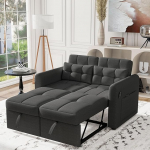 Lambi diivan, 3-in-1 pikendatav diivan reguleeritava seljatoega, USB, k&auml;etaskud ja padjad, sobib elutuppa, magamistuppa, korterisse jne (Hall, 142Lx85Wx83H cm(2 istekohta))