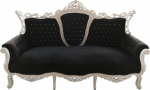 Casa Padrino Baroque 3-kohaline diivan Master Black/White koos Bling Bling Rhinestones - elutoa m&ouml;&ouml;bel Diivan Lounge - Limited Edition