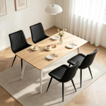 YLGJ&TIDY s&ouml;&ouml;gitoolide komplekt, 4 tooli, k&ouml;&ouml;gitoolid kunstnahast ja metallist jalgadega, ergonoomilised polsterdatud toolid, s&ouml;&ouml;gitoolid s&ouml;&ouml;gitoas, k&ouml;&ouml;gis, elutoas, kuni 136 kg (must, komplekt).