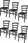t m c s Tommychairs Venezia 6 toolist koosnev komplekt, mis sobib k&ouml;&ouml;ki ja s&ouml;&ouml;gituppa, p&ouml;&ouml;gist puitkonstruktsioon, must aniliin ja puidust iste