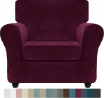 ZNSAYOTX Luksuslik sametist tooli slipcovers koos k&auml;etugedega, 2 pakki, Stretch tooli katted elutuppa, paks pehme tugitool, kaitsev kate, libisemiskindel koer lemmikloomade s&otilde;bralik m&ouml;&ouml;bli kaitse (veinipunane).