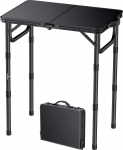 FUNYKICH Camping laud kokkupandav laud 58 x 40 cm, kokkupandav grill-laud 3 k&otilde;rgusega, reguleeritav (26/48/70 cm), alumiiniumist kaasaskantav kokkupandav laud, MDF paneelid, multifunktsionaalne laud piknikuks, telkimiseks, r&otilde;dule, mustas toonis