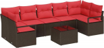 vidaXL Diivanikomplekt 8 tk Braun und Rot Poly-Rattan, Stylisches Garten- und Terrassenmodulsofa-Set, langlebige Sitzm&ouml;bel, wetterfestes Rattan f&uuml;r Entspannung