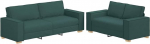 2-teiliges Sofa-Set mit Kissen, dunkelgr&uuml;ner Stoff, Polster-Sofa mit Breiten Armlehnen und dick gepolsterten Sitzfl&auml;chen, stabiles Holz- und Metallgestell, vielseitig nutzbar