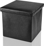 ARPAN Ottoman Deluxe kokkuklapitav m&auml;nguasjakast Pehme polsterdatud iste Faux Leather Must