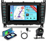 Hodozzy 2G+64G Autoradio f&uuml;r Mercedes Benz C-Klasse W203 CLC-Klasse CLK W209 mit Wireless Carplay Android Auto, Radio 2 Din 7 Zoll Touchscreen mit Navi Bluetooth WiFi DSP FM/RDS Canbus Tagfahrkamera