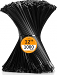 Cehony 1000 Pack 300mm x 4.5mm Raske 50lb t&otilde;mbetugevus nailonist plastist kaablisidemed v&auml;ljas mitmeotstarbeline iselukustuv UV-kindel 12 tolli must