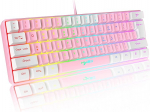 60% juhtmega RGB m&auml;nguklaviatuur 61 klahvi kaasaskantav klaviatuur 11 RGB valguse h&otilde;ljuv ABS klahvikorki t&auml;is Anti-Ghosting klahvid mehaaniline USB Feel PC Windows roosa valge