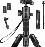 Victiv Camera Tripod 205 cm, Aluminium Alloy Travel Tripod, Ball Head with 36 mm Load Weight 10 kg, Removable Monopod with Carry Bag, Black