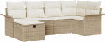 Rantry 6-teiliges Garten Sofa Set mit Kissen Beige Poly Rattan Gartenlounge Model3358880