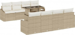 Rantry 9-teiliges Garten Sofa Set mit Kissen Beige Poly Rattan Gartenlounge Model3348967