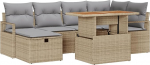 Rantry 7-teiliges Garten Sofa Set mit Kissen Beige Poly Rattan Gartenlounge Model3359997
