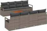 Rantry 9-teiliges Garten Sofa Set mit Kissen Grau Poly Rattan Akazie, 2-Sitzer Garten Sofa mit Kissen Grau Poly Rattan Gartenlounge Model3347678