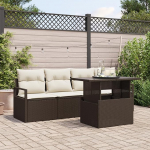Rantry 5-teiliges Garten Sofa Set mit Kissen Braun Poly Rattan Gartenlounge Model3357461