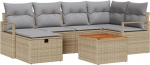 Rantry 7-teiliges Garten-Sofa-Set mit Kissen Beige Poly Rattan Gartenlounge Model3359539