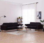 LIANGDONFC Mode-Sofa, Salonsitzm&ouml;bel2-tlg. Sofagarnitur Stoff SchwarzGeeignet f&uuml;r Cafe, Garten, Wohnzimmer