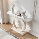 Schmaler Konsolentisch f&uuml;r den Eingangsbereich - Stilvoller 139,7 cm Langer Eingangstisch mit Metallfu&szlig;, perfekt f&uuml;r Wohnzimmer oder Flur, wei&szlig;es Finish, platzsparendes Design