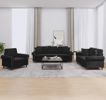 Schwarz Samt 3-teilig Ecksofagarnitur mit 4 Kissen - Bequem & Stabil Model3202195