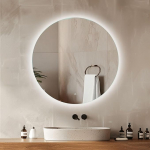 Venti 50 cm valgustusega vannitoa peegel, valgustusega vannitoa peegel, LED vannitoa peegel, &uuml;mmargune valgustatud seinapeegel, valgustusega vannitoa peegel, vannitoa peegel koos puutetundliku l&uuml;litiga