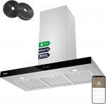 Ciarra Cooker Hood 60 cm 550 m&sup3;/h Touch Control Chimney Stainless Steel Kitchen Cooker Hood [Energy Class C], 90 cm, Silver