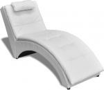 VidaXL Chaise longue avec oreiller Cuir synth&eacute;tique Blanc