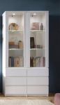 Lomadox Living Room Dining Room Display Cabinet Set with LED Lighting in White W x H x D Approx. 100.2 x 200 x 40 cm