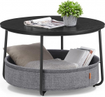 VASAGLE LCT244B56 &Uuml;mmargune kohvilaud koos hoiuruumiga K&otilde;rvallaud elutoa laud kangast korvi moodsa metallraamiga tint must kiltkivi hall