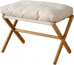 Sunicon Foldable Footrest for Sofa Ottoman, Footstool Living Room Bamboo Footrest Wooden Shoe Change Stool Foldable Wooden Footstool Step Stool with Removable Velvet Fabric Cushion (Beige)